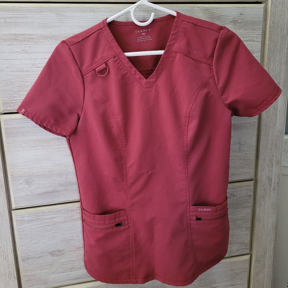 JAANUU SCRUB SET WARM BERRY XS TOP WITH XXSP BOTTOM